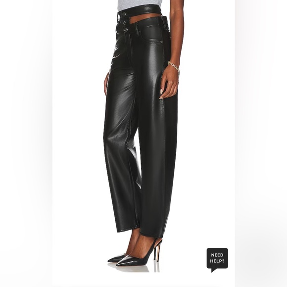 AGOLDE Recycled Leather Broken Waistband in Detox Black Size 27 retail $398 - Picture 4 of 15